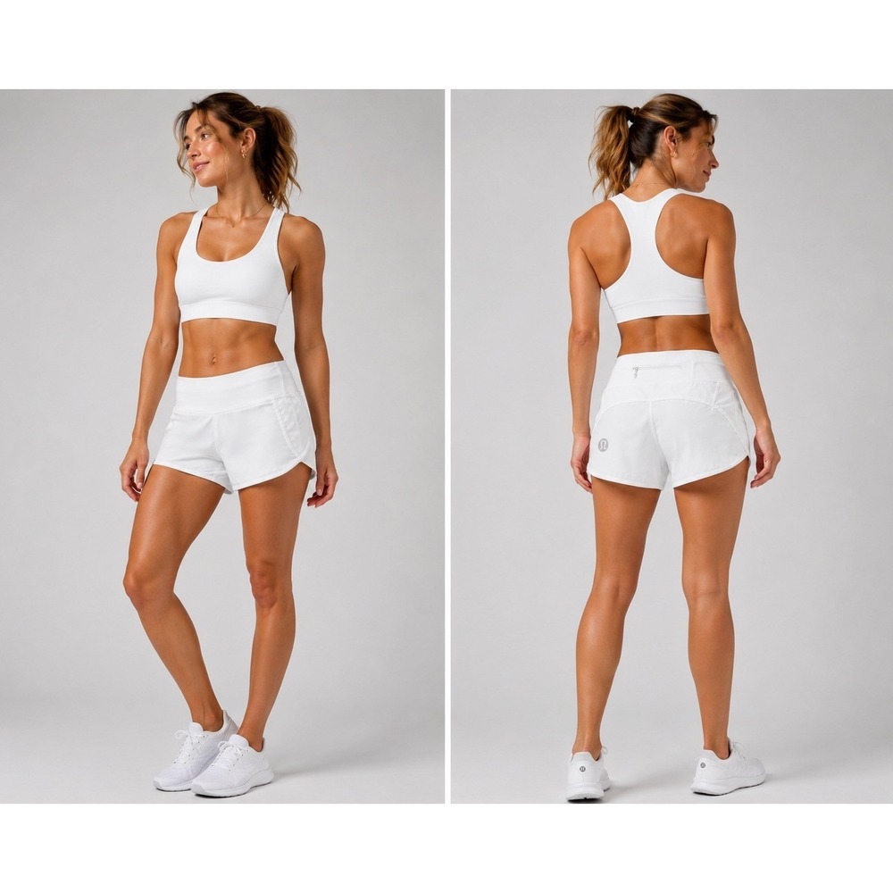 Lululemon Run time Lined Shorts white Running Athletic Women 10